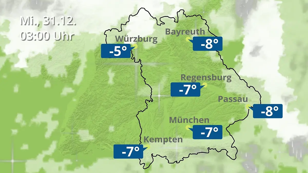 Bayern: Wie wird das Wetter? Regen- und Wolkenfilm für München, Regensburg und Würzburg