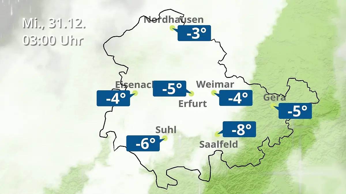 Thüringen: Wie wird das Wetter? Regen- und Wolkenfilm für Erfurt, Gera und Eisenach