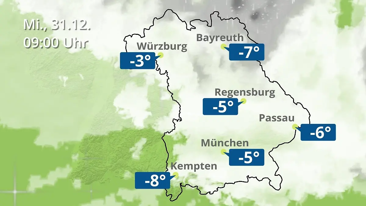 Bayern: Wie wird das Wetter? Regen- und Wolkenfilm für München, Regensburg und Würzburg