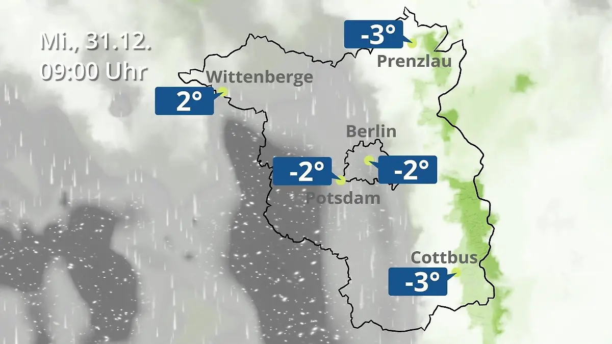 Berlin und Brandenburg: Wie wird das Wetter? Regen- und Wolkenfilm für Potsdam, Cottbus und Wittenberge