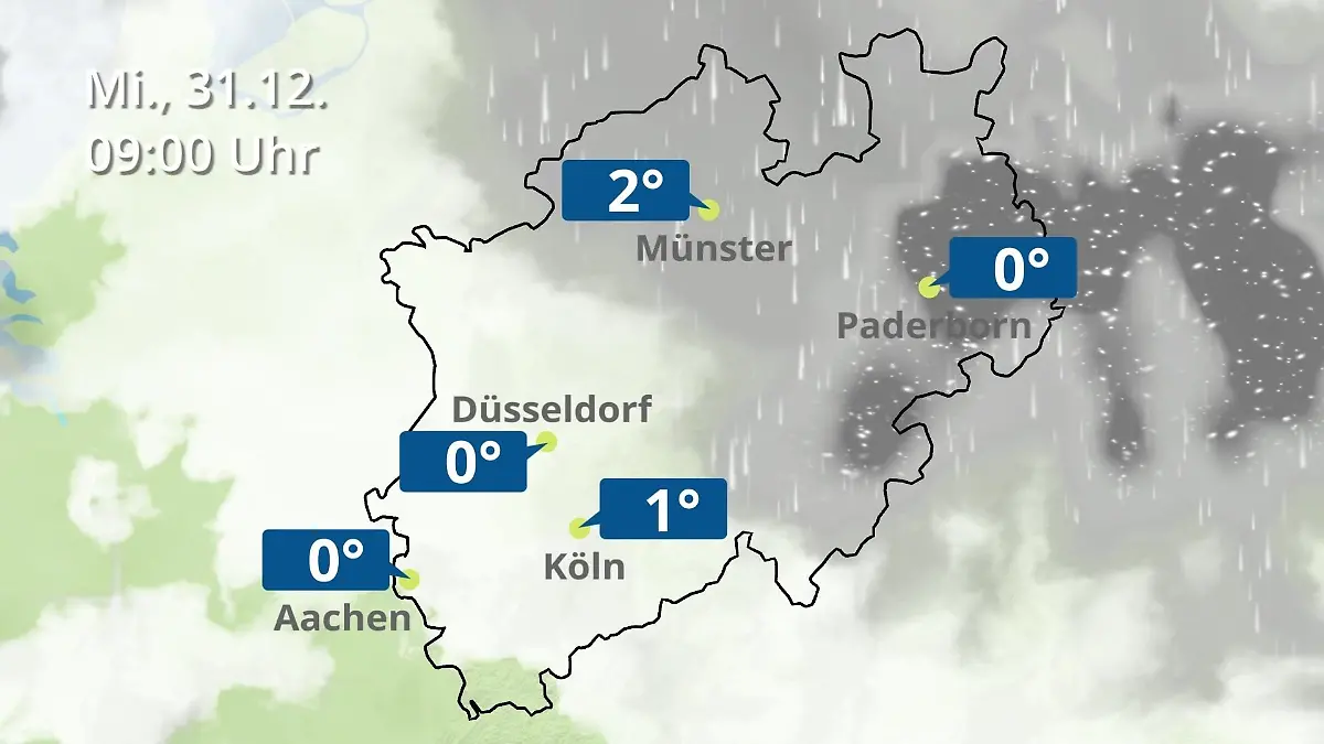 Nordrhein-Westfalen: Wie wird das Wetter? Regen- und Wolkenfilm für Köln, Düsseldorf und Münster
