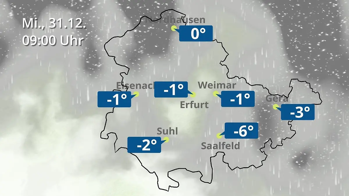 Thüringen: Wie wird das Wetter? Regen- und Wolkenfilm für Erfurt, Gera und Eisenach