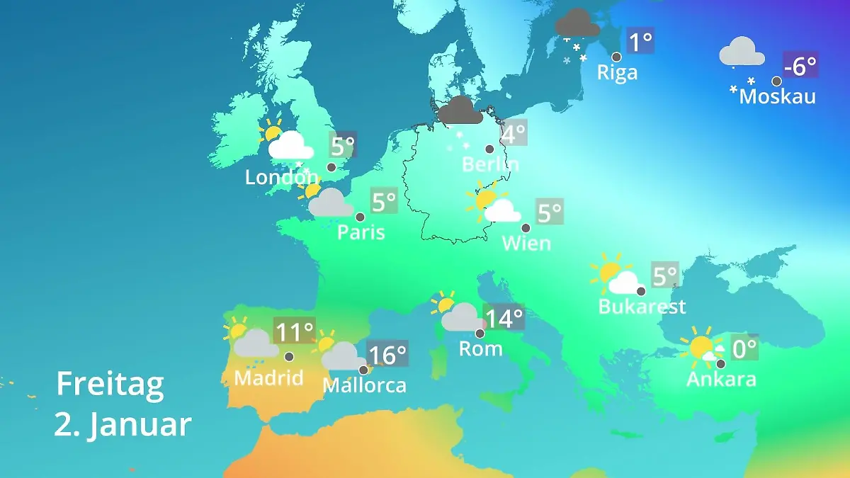 Europa: Wie wird das Wetter? Prognose: Temperaturen von Spanien bis zur Türkei