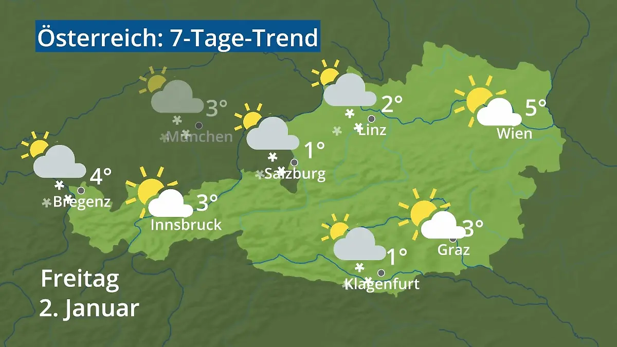 Österreich: Wie wird das Wetter? Video 7-Tage-Trend: Wien, Salzburg, Innsbruck