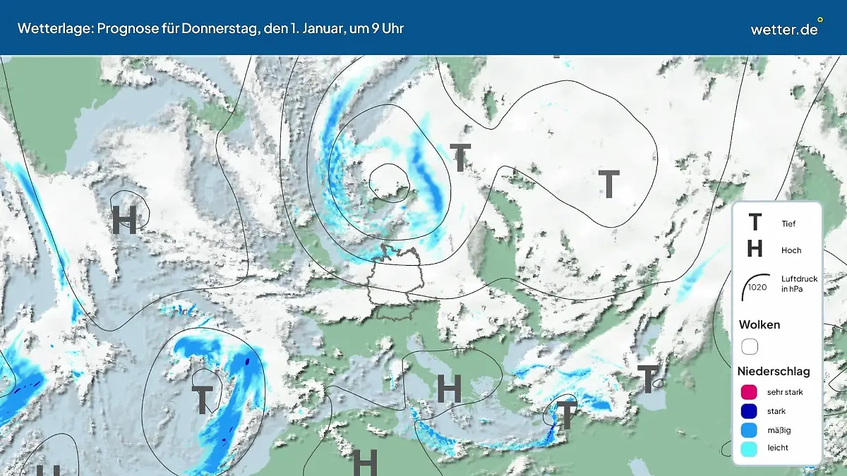 Die Wetterlage der kommenden 5 Tage Hochs und Tiefs über Europa