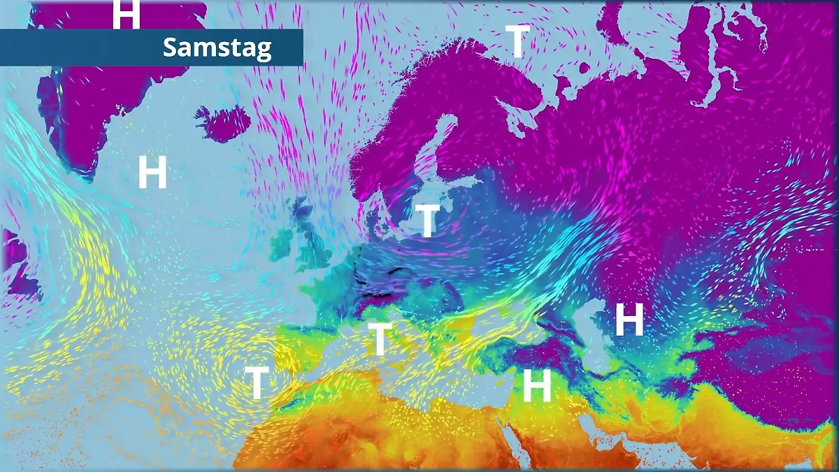Es wird kalt und kälter mit Polarluft Der Strömungsfilm für Europa für 5 Tage