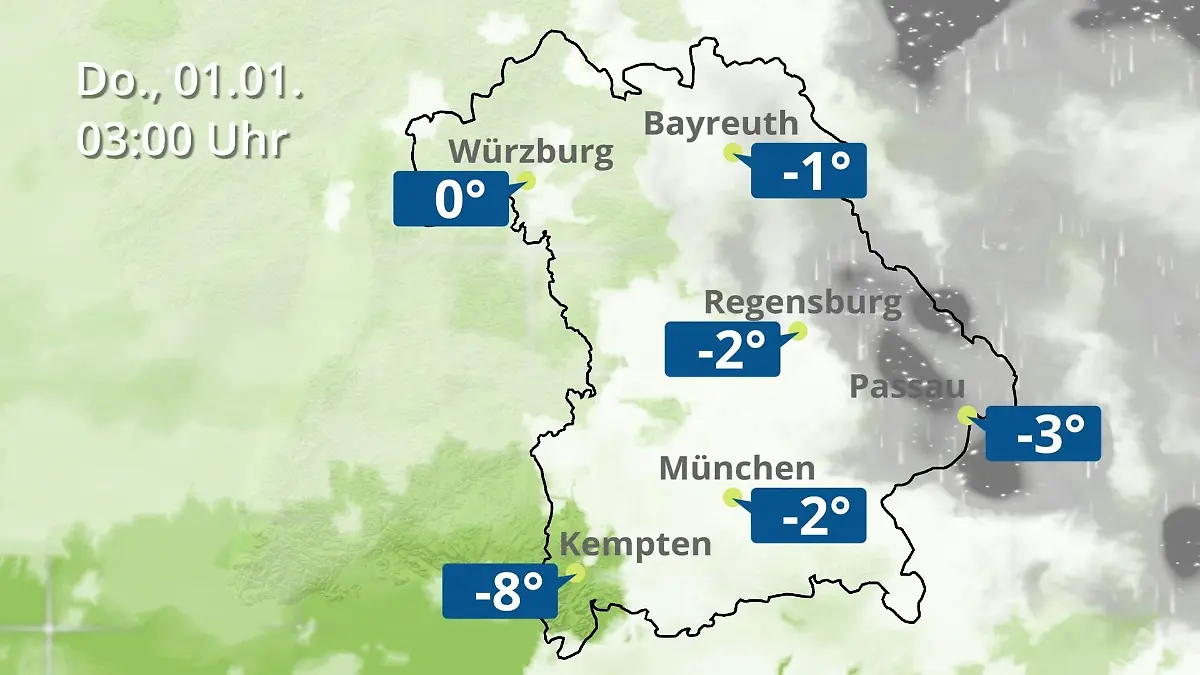 Bayern: Wie wird das Wetter? Regen- und Wolkenfilm für München, Regensburg und Würzburg