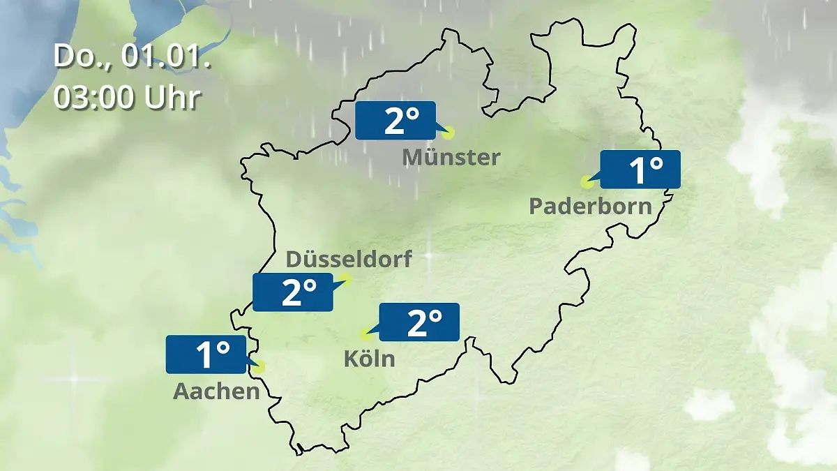 Nordrhein-Westfalen: Wie wird das Wetter? Regen- und Wolkenfilm für Köln, Düsseldorf und Münster