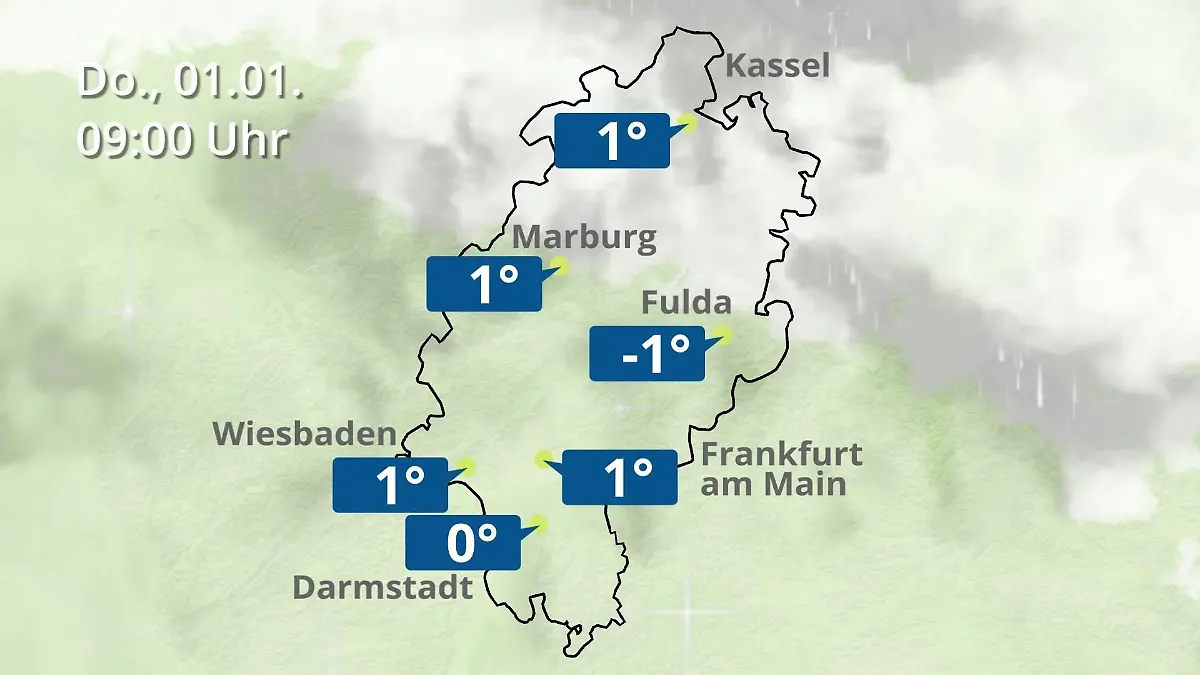 Hessen: Wie wird das Wetter? Regen- und Wolkenfilm für Frankfurt am Main und Wiesbaden