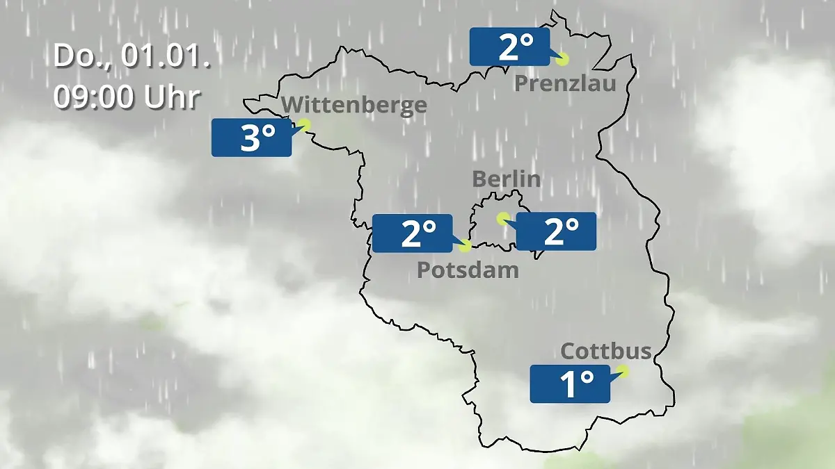 Berlin und Brandenburg: Wie wird das Wetter? Regen- und Wolkenfilm für Potsdam, Cottbus und Wittenberge