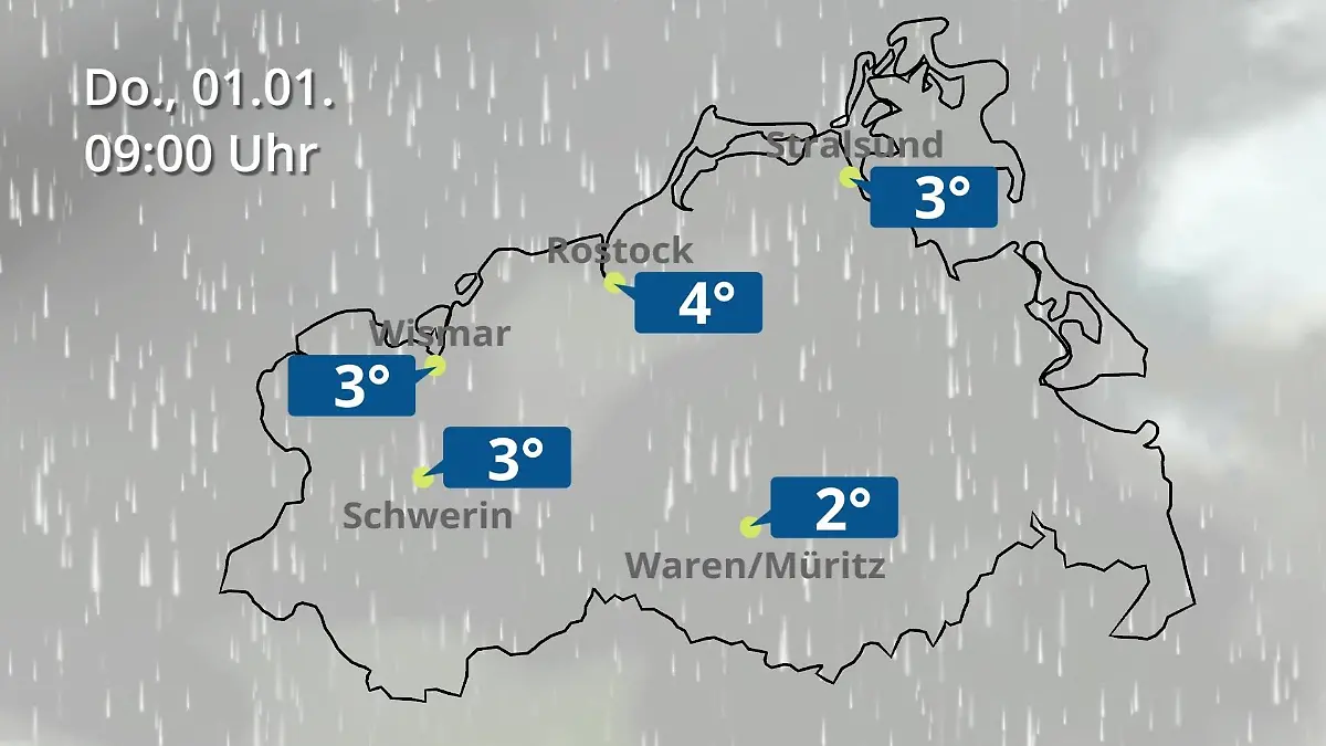 Mecklenburg-Vorpommern: Wie wird das Wetter? Regen- und Wolkenfilm für Rostock, Rügen und die Ostseeküste