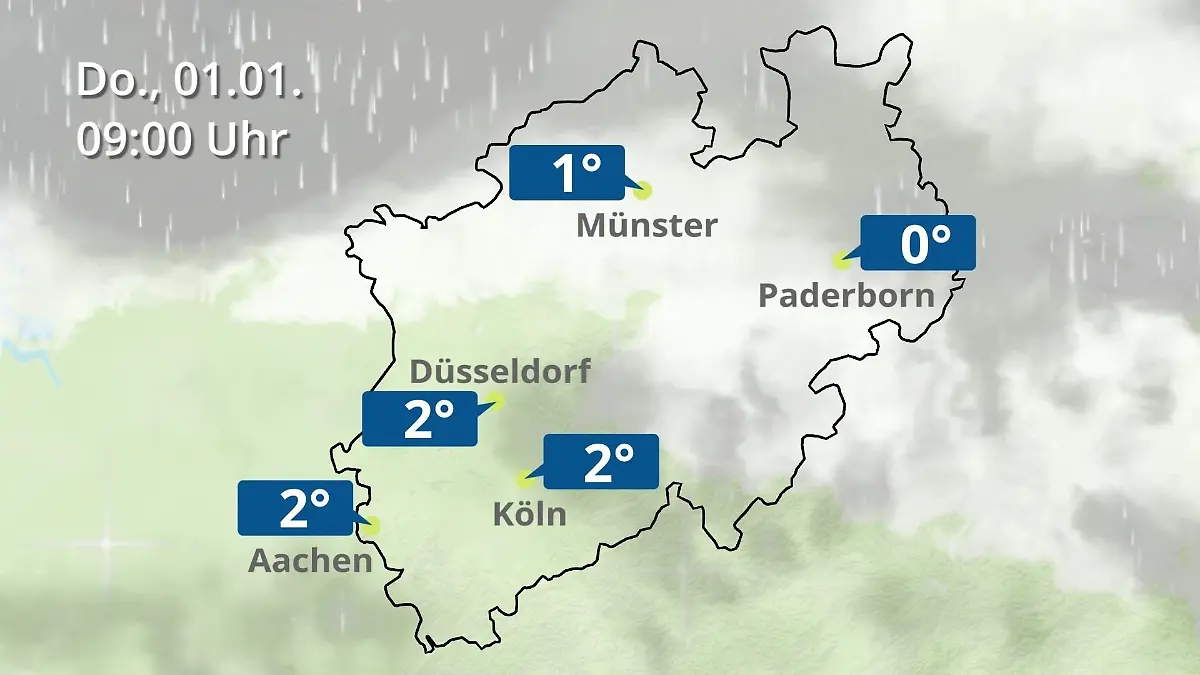 Nordrhein-Westfalen: Wie wird das Wetter? Regen- und Wolkenfilm für Köln, Düsseldorf und Münster