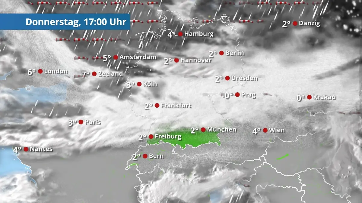 Im Norden Sturm, Regen und Schneegriesel Der Regen- und Wolkenfilm für 48 Stunden