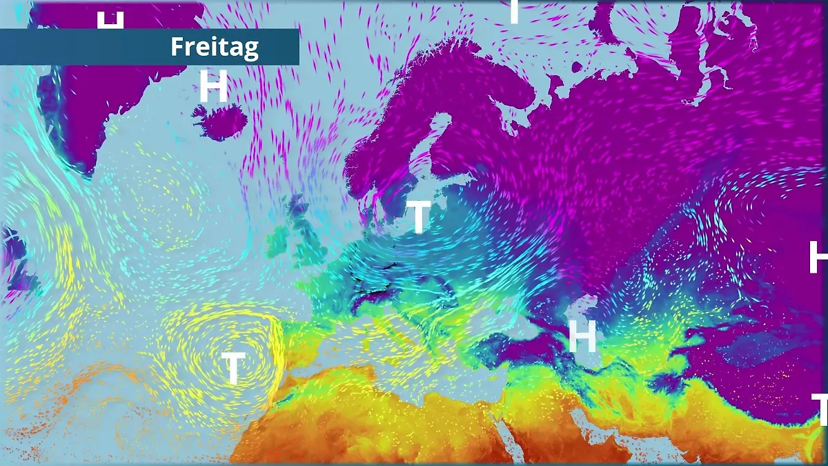 Eisige Luft aus dem Norden dominiert Der Strömungsfilm für Europa für 5 Tage