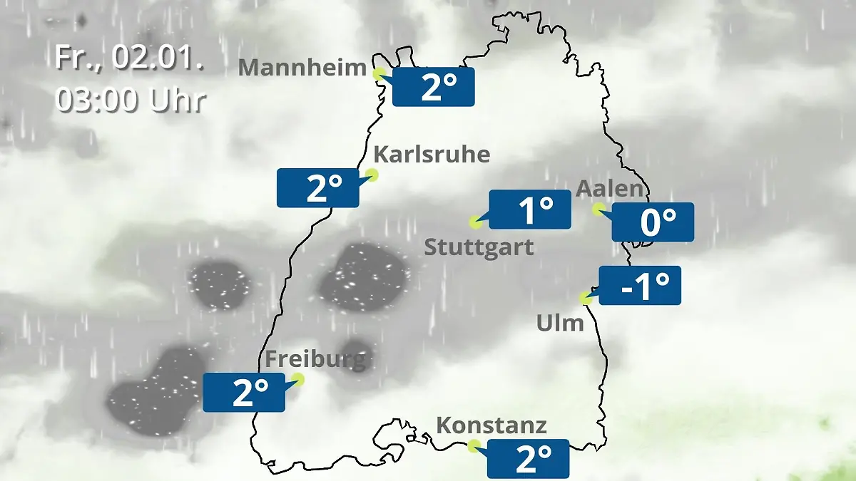 Baden-Württemberg: Wie wird das Wetter? Regen- und Wolkenfilm für Stuttgart, Mannheim und Karlsruhe