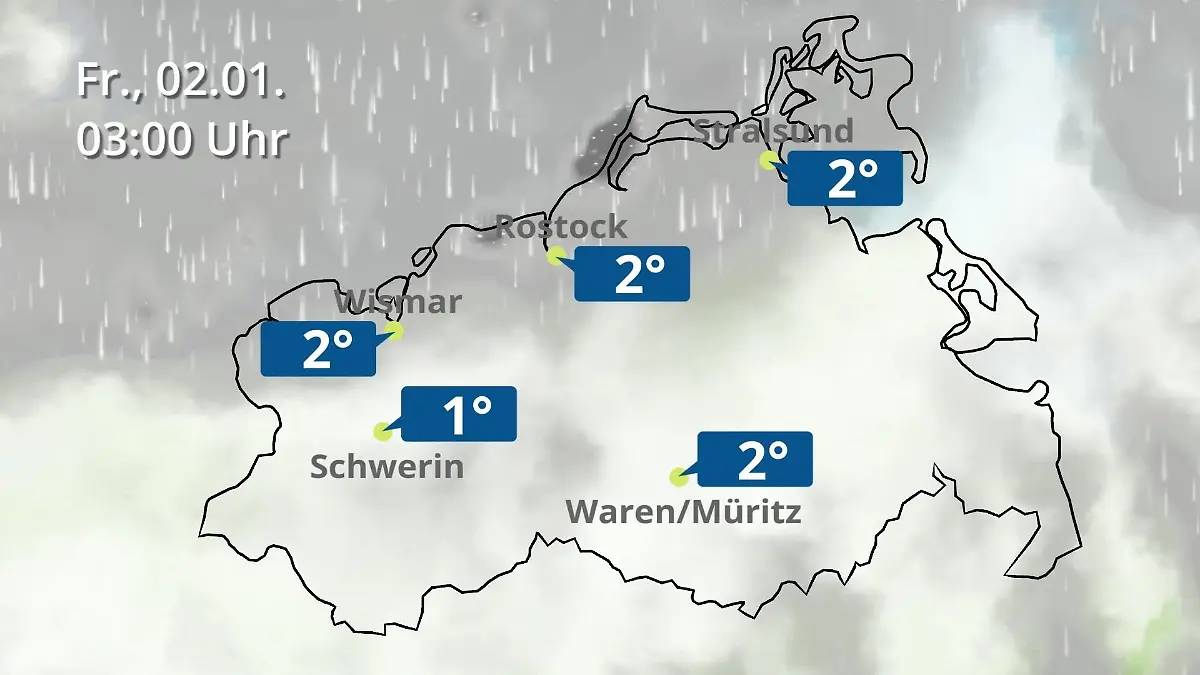 Mecklenburg-Vorpommern: Wie wird das Wetter? Regen- und Wolkenfilm für Rostock, Rügen und die Ostseeküste