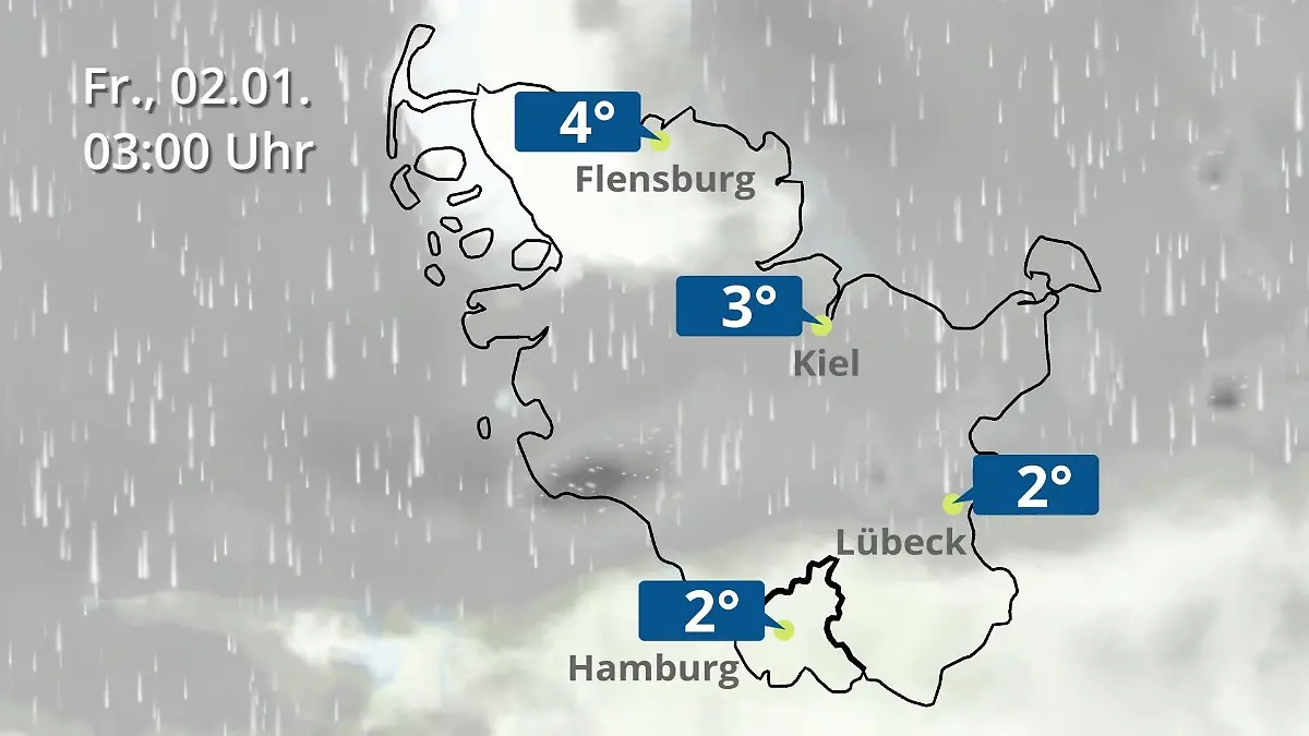 Hamburg, Schleswig-Holstein: Wie wird das Wetter? Regen- und Wolkenfilm für die Nordsee- und Ostseeküste