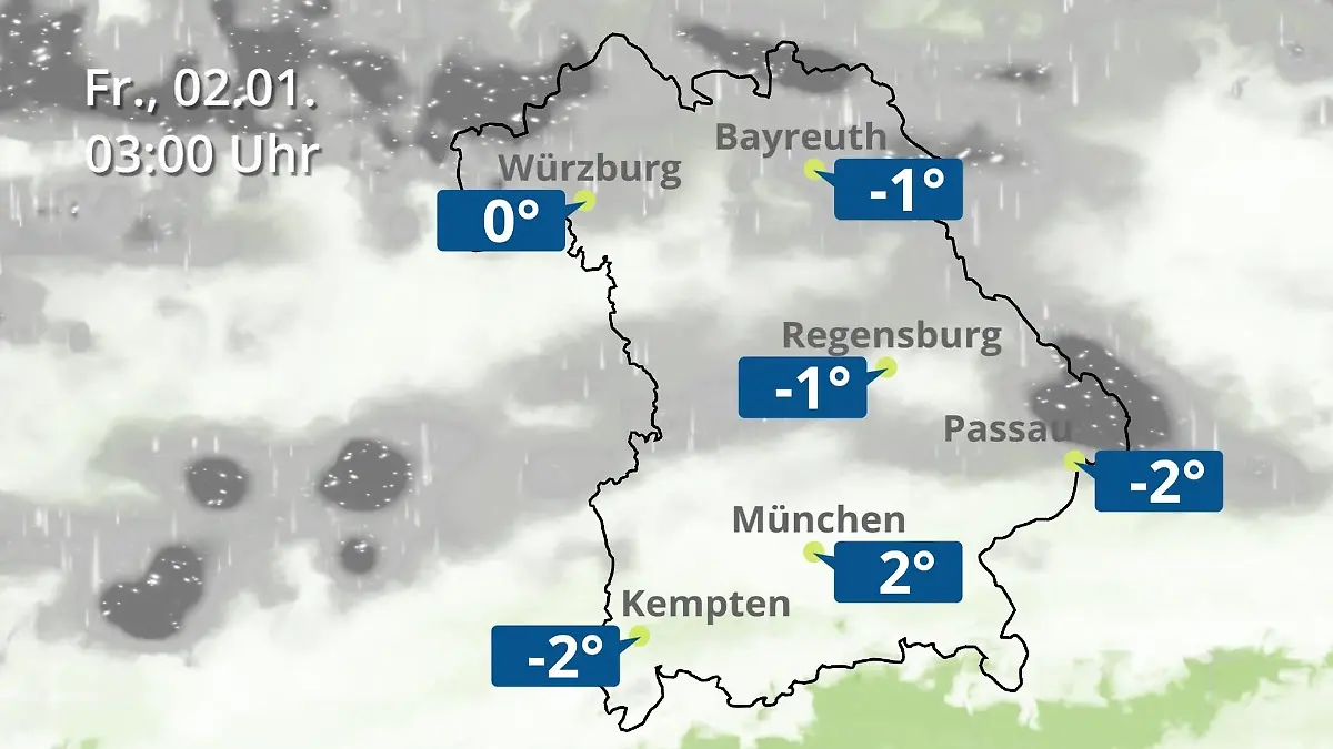 Bayern: Wie wird das Wetter? Regen- und Wolkenfilm für München, Regensburg und Würzburg