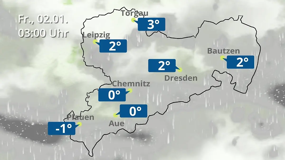 Sachsen: Wie wird das Wetter? Regen- und Wolkenfilm für Chemnitz, Dresden und Leipzig