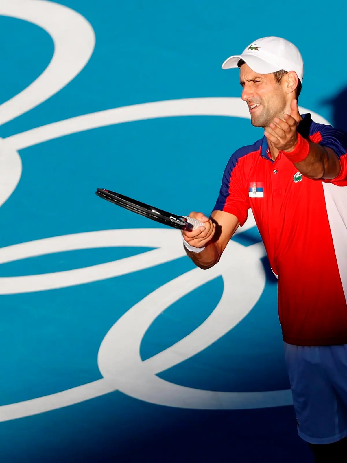  Serbia s Novak Djokovic reacts against Spain s Pablo Carreno Busta during the tennis bronze medal match for the 2020 Olympic Games, Olympische Spiele, Olympia, OS at Ariake Tennis Park in Tokyo, Japan, 31 July 2021. 2020 Olympic Games - Tennis ACHTUNG: NUR REDAKTIONELLE NUTZUNG PUBLICATIONxINxGERxSUIxAUTxONLY Copyright: xKaixFoersterlingx EVE5031 20210731-7585ad872db884f4391d3a22376c1f85ec268ab4