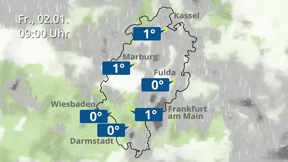 Hessen: Wie wird das Wetter? Regen- und Wolkenfilm für Frankfurt am Main und Wiesbaden