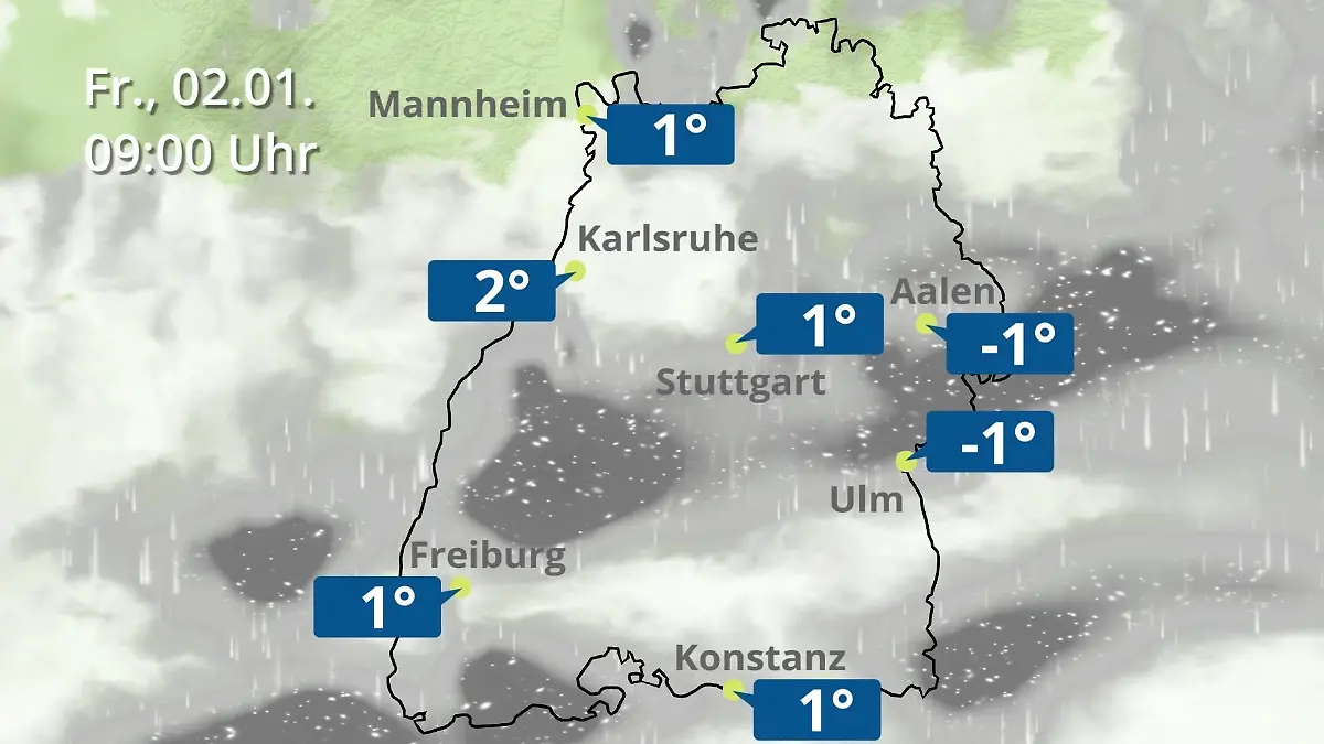 Baden-Württemberg: Wie wird das Wetter? Regen- und Wolkenfilm für Stuttgart, Mannheim und Karlsruhe