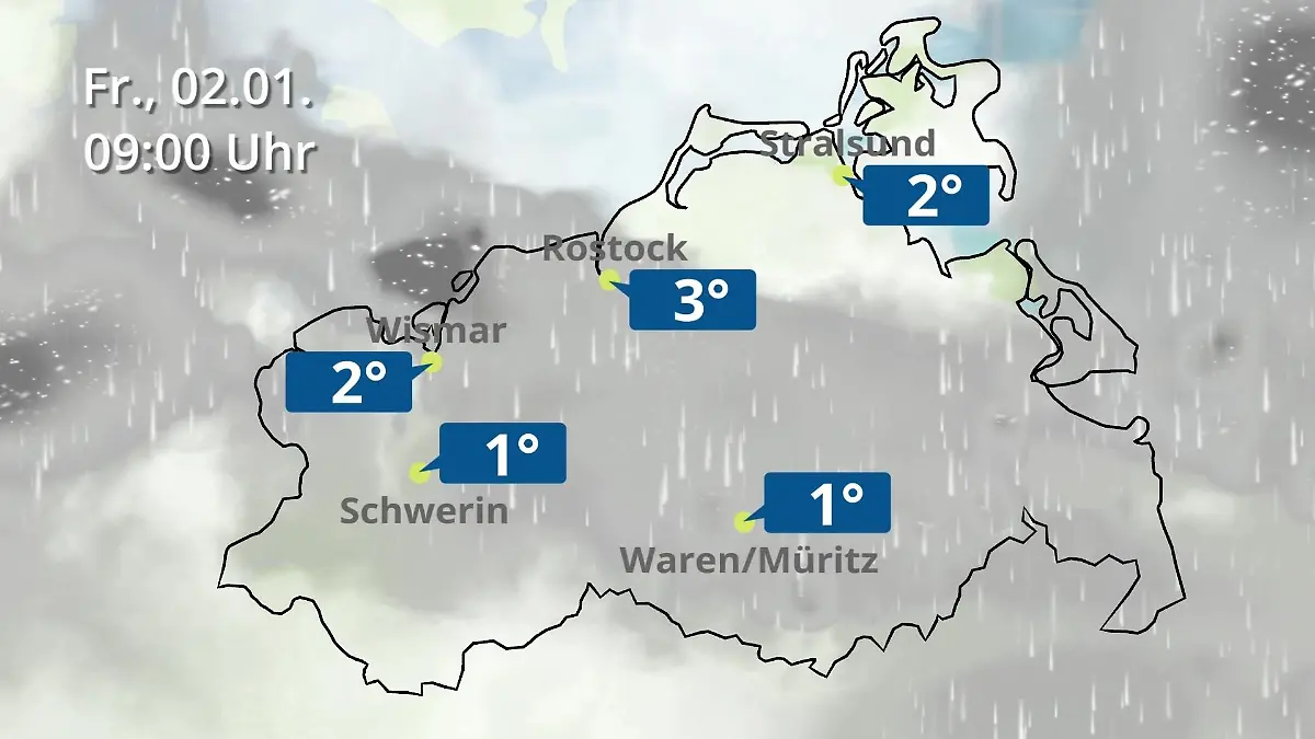 Mecklenburg-Vorpommern: Wie wird das Wetter? Regen- und Wolkenfilm für Rostock, Rügen und die Ostseeküste