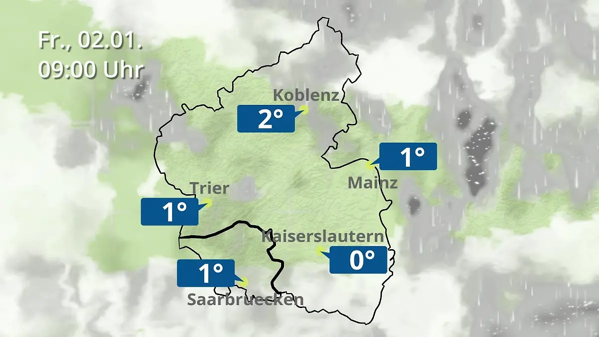 Rheinland-Pfalz, Saarland: Wie wird das Wetter? Regen- und Wolkenfilm für Mainz, Koblenz und Trier