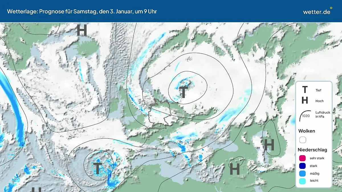 Die Wetterlage der kommenden 5 Tage Hochs und Tiefs über Europa