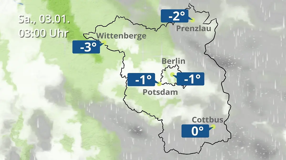 Berlin und Brandenburg: Wie wird das Wetter? Regen- und Wolkenfilm für Potsdam, Cottbus und Wittenberge