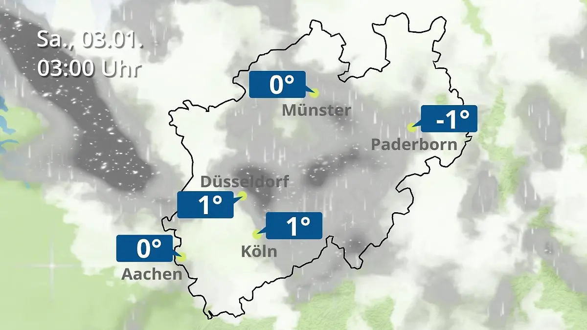 Nordrhein-Westfalen: Wie wird das Wetter? Regen- und Wolkenfilm für Köln, Düsseldorf und Münster