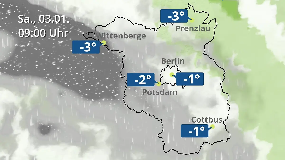 Berlin und Brandenburg: Wie wird das Wetter? Regen- und Wolkenfilm für Potsdam, Cottbus und Wittenberge