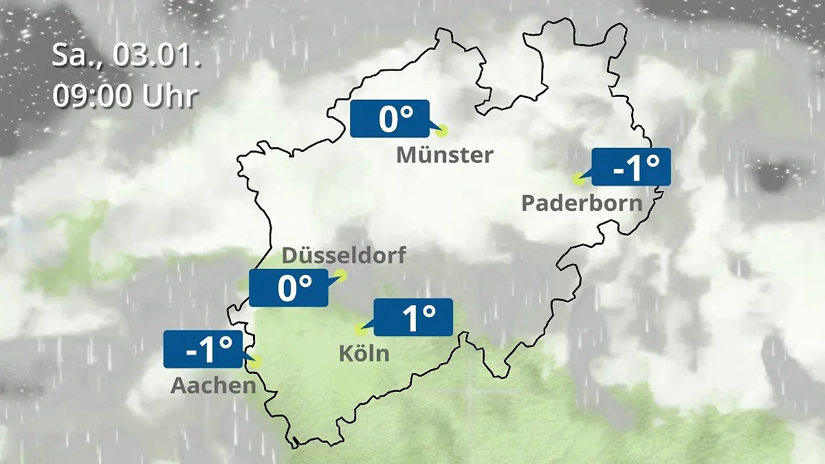 Nordrhein-Westfalen: Wie wird das Wetter? Regen- und Wolkenfilm für Köln, Düsseldorf und Münster