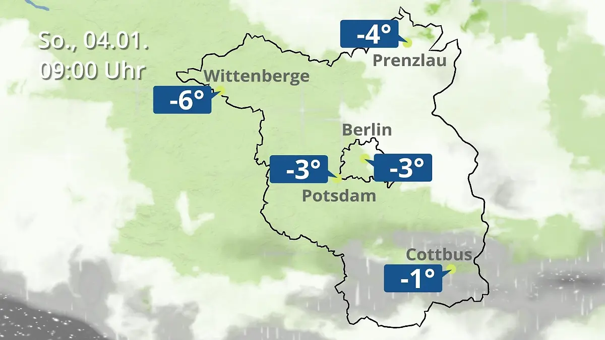 Berlin und Brandenburg: Wie wird das Wetter? Regen- und Wolkenfilm für Potsdam, Cottbus und Wittenberge