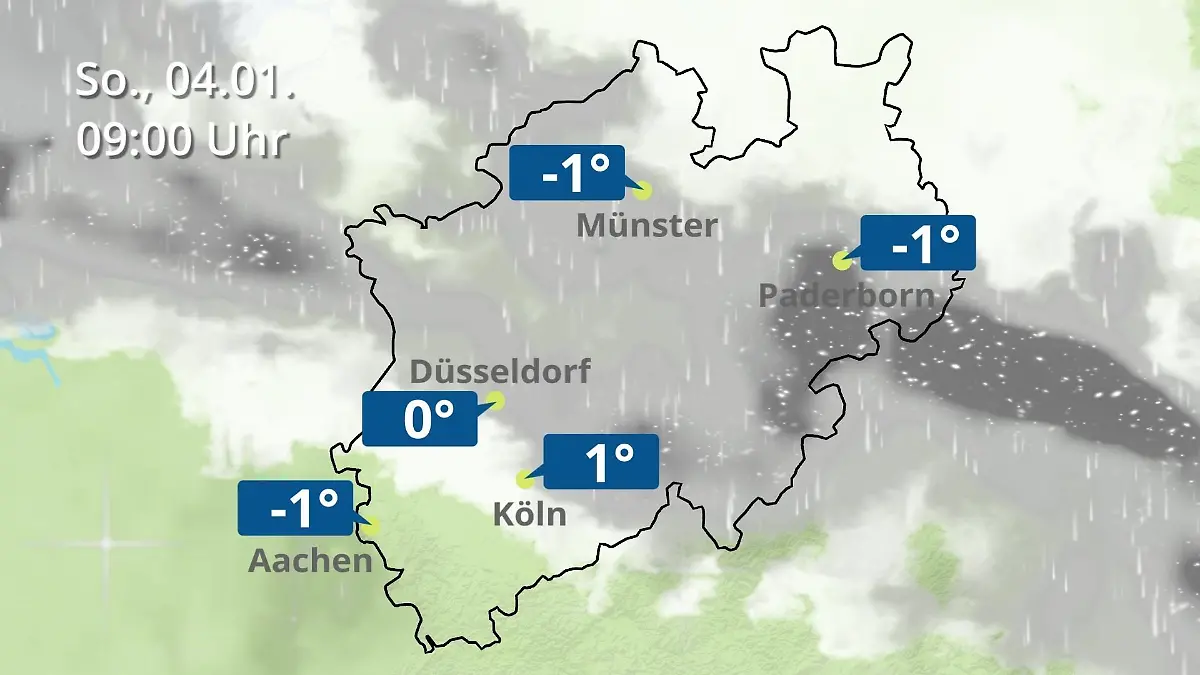Nordrhein-Westfalen: Wie wird das Wetter? Regen- und Wolkenfilm für Köln, Düsseldorf und Münster