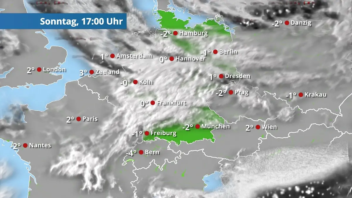 Schneeschauer möglich - Sonne im Süden Der Regen- und Wolkenfilm für 48 Stunden