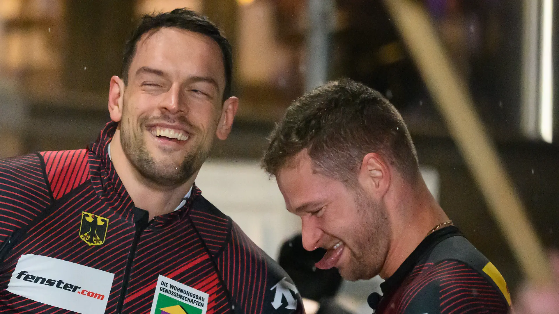 Bob: Weltcup, Zweierbob, Männer, 2. Durchgang, Johannes Lochner (r) und Georg Fleischhauer (Deutschland) jubeln nach dem Sieg am 3. Januar 2026