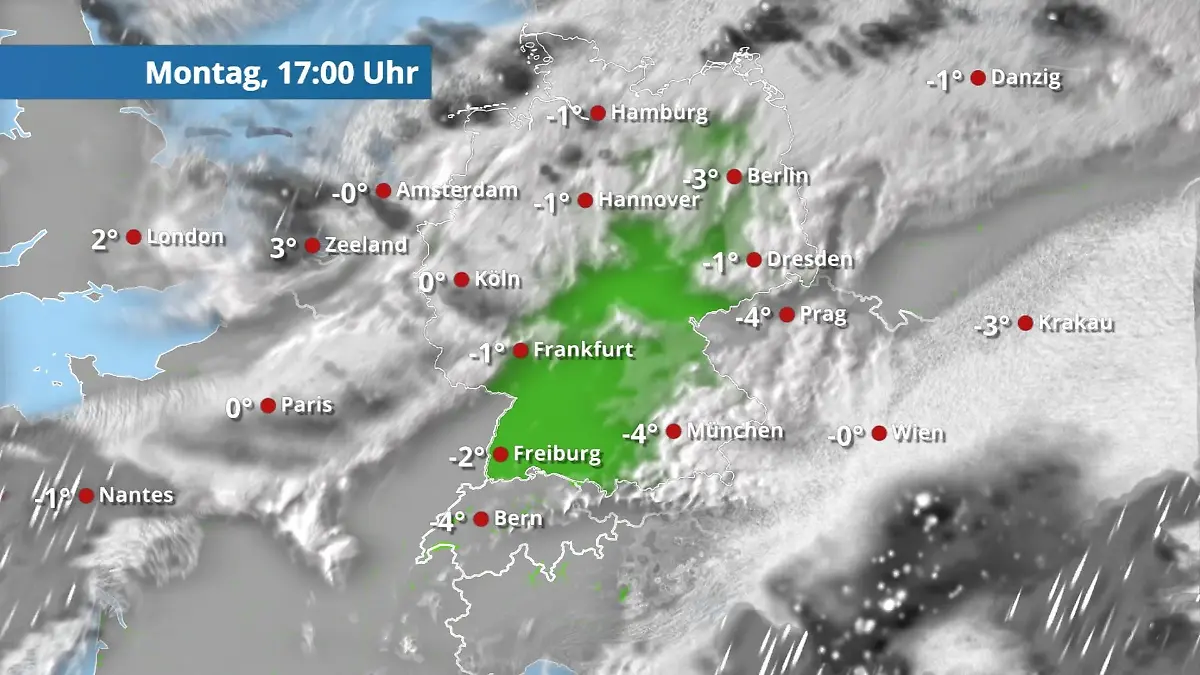 Schneeschauer am ehesten im Norden Der Regen- und Wolkenfilm für 48 Stunden
