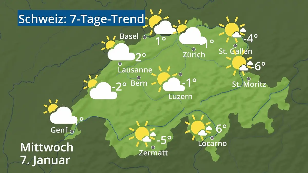 Schweiz: Wie wird das Wetter? Video 7-Tage-Trend: Bern, Basel, Genf, Zürich