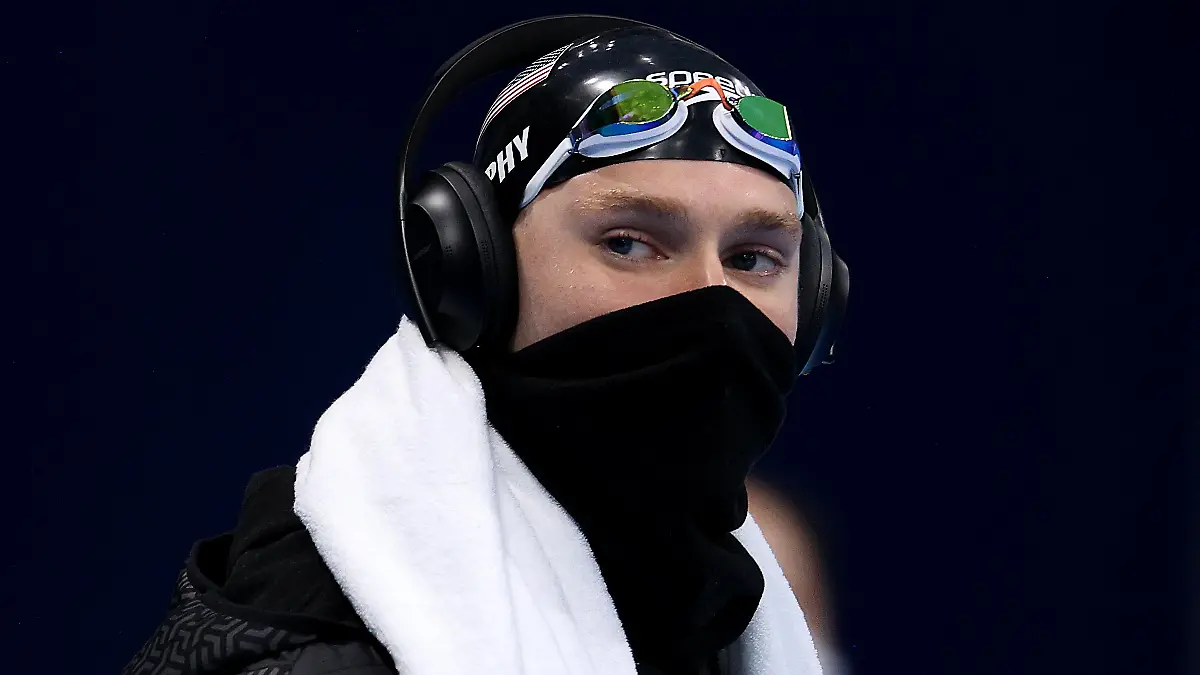 TOKYO, JAPAN - JULY 30: Ryan Murphy of Team United States looks on before the Men's 200m Backstroke Final on day seven of the Tokyo 2020 Olympic Games at Tokyo Aquatics Centre on July 30, 2021 in Tokyo, Japan. (Photo by Maddie Meyer/Getty Images)