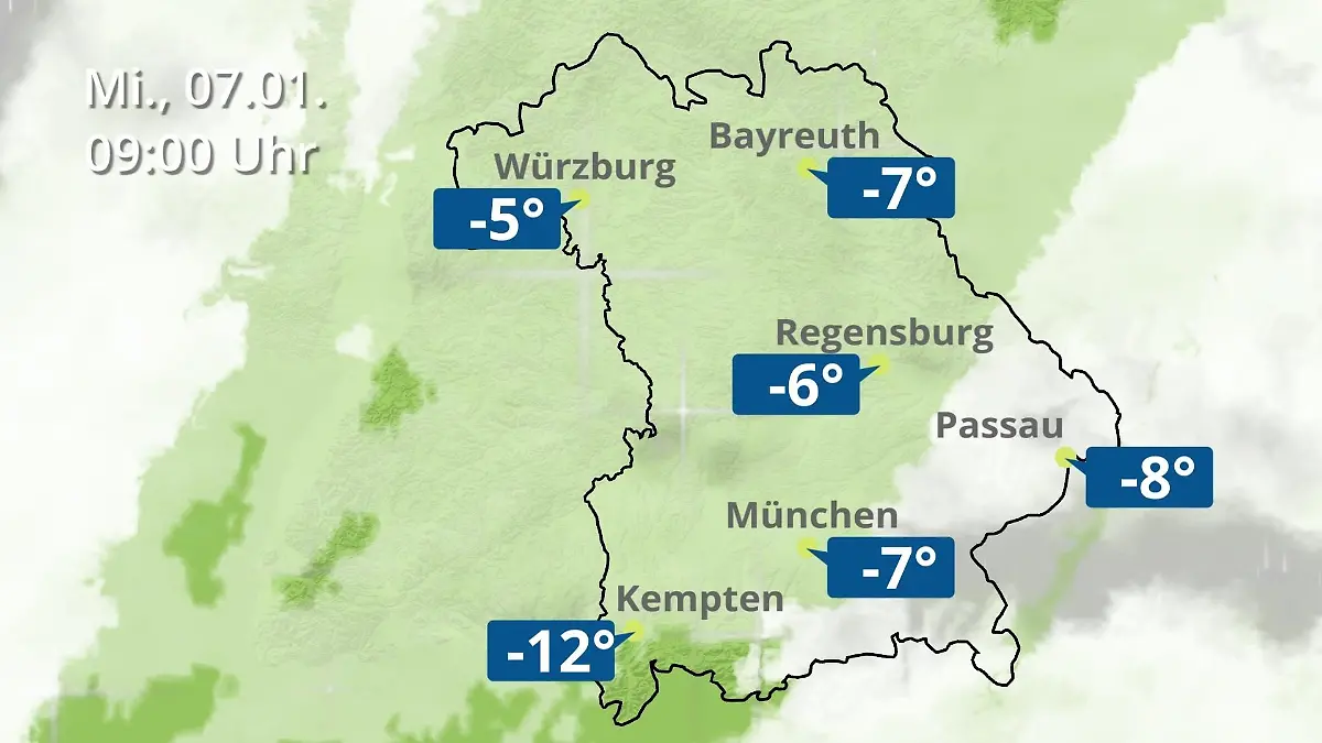 Bayern: Wie wird das Wetter? Regen- und Wolkenfilm für München, Regensburg und Würzburg