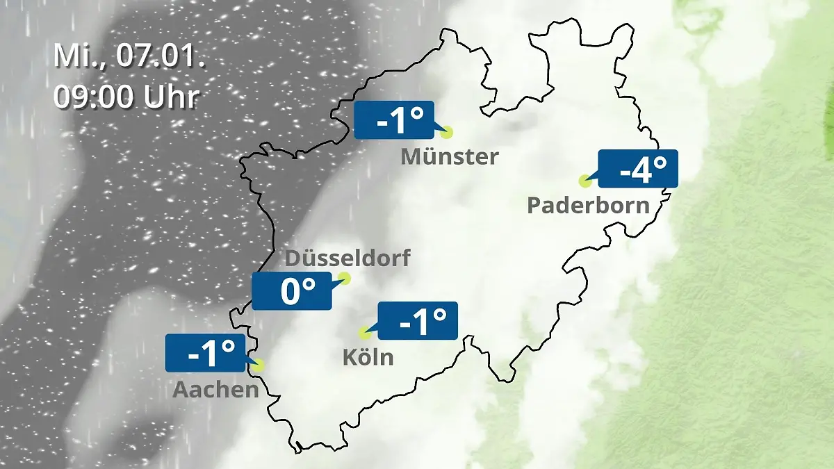 Nordrhein-Westfalen: Wie wird das Wetter? Regen- und Wolkenfilm für Köln, Düsseldorf und Münster