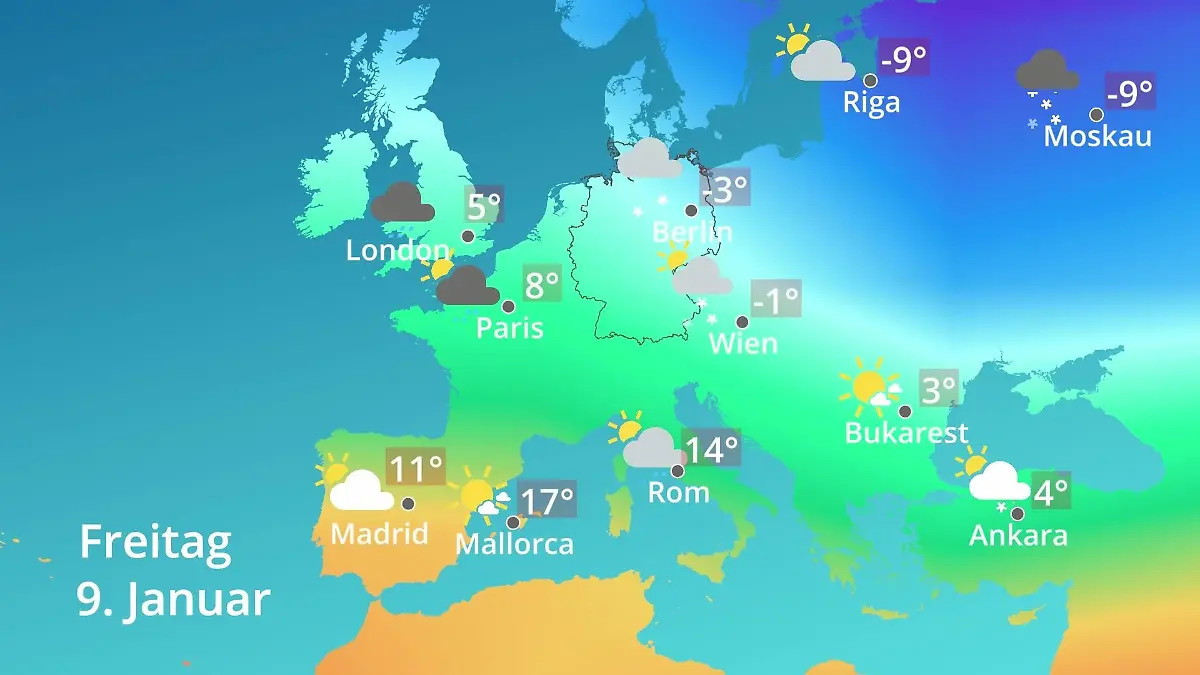 Europa: Wie wird das Wetter? Prognose: Temperaturen von Spanien bis zur Türkei