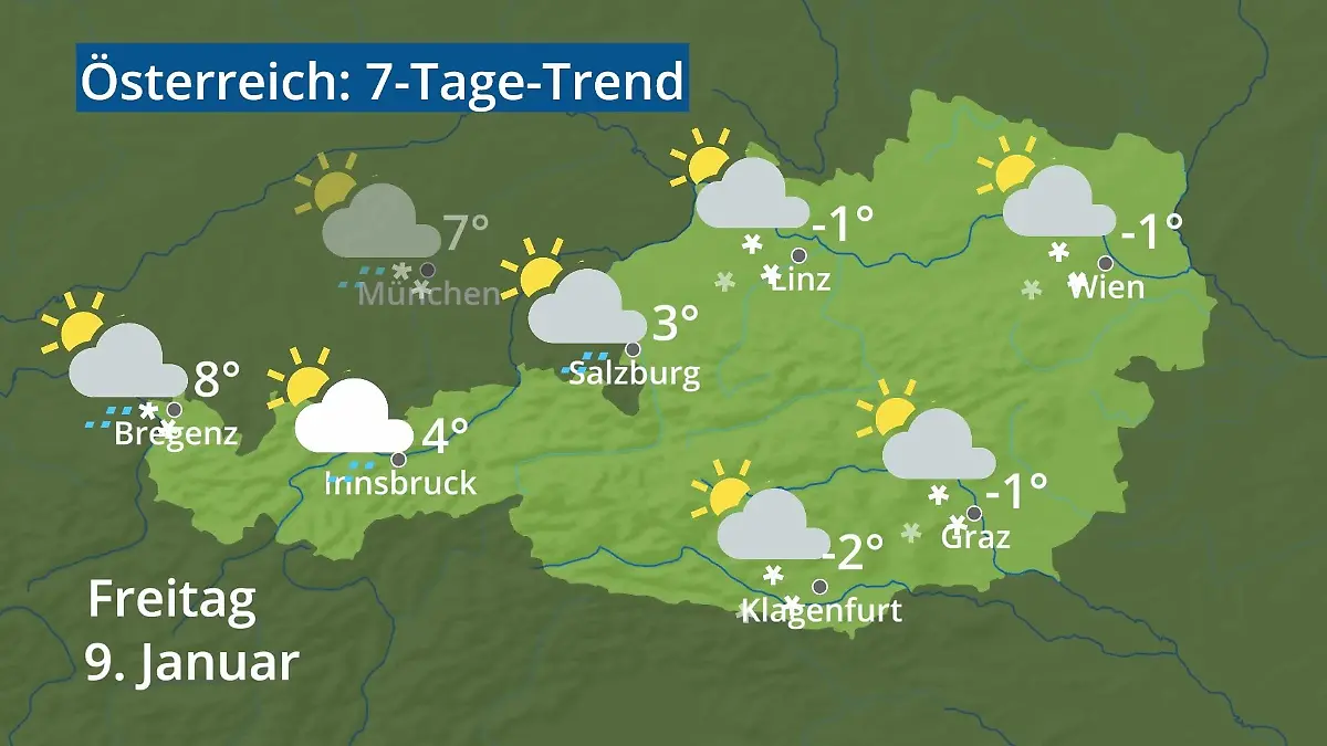 Österreich: Wie wird das Wetter? Video 7-Tage-Trend: Wien, Salzburg, Innsbruck