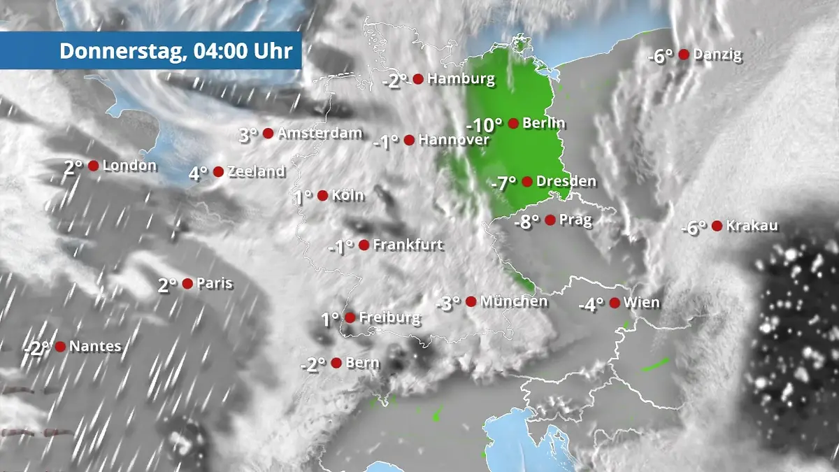 Prognose vom 7. Januar Der Regen- und Wolkenfilm für 48 Stunden