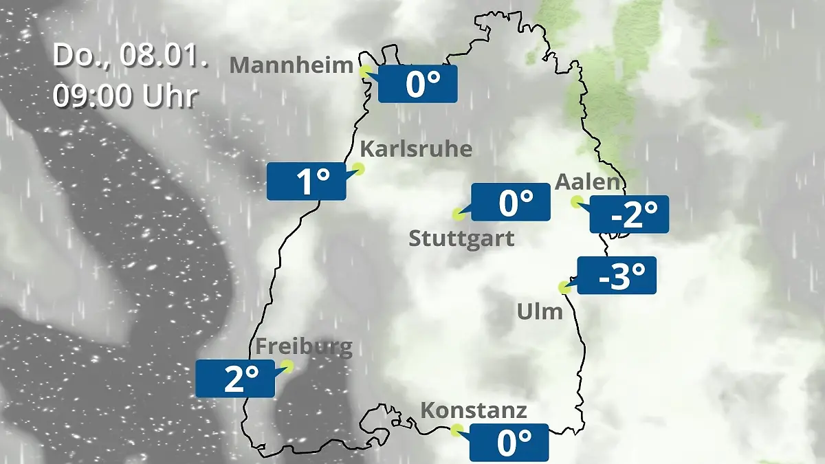 Baden-Württemberg: Wie wird das Wetter? Regen- und Wolkenfilm für Stuttgart, Mannheim und Karlsruhe