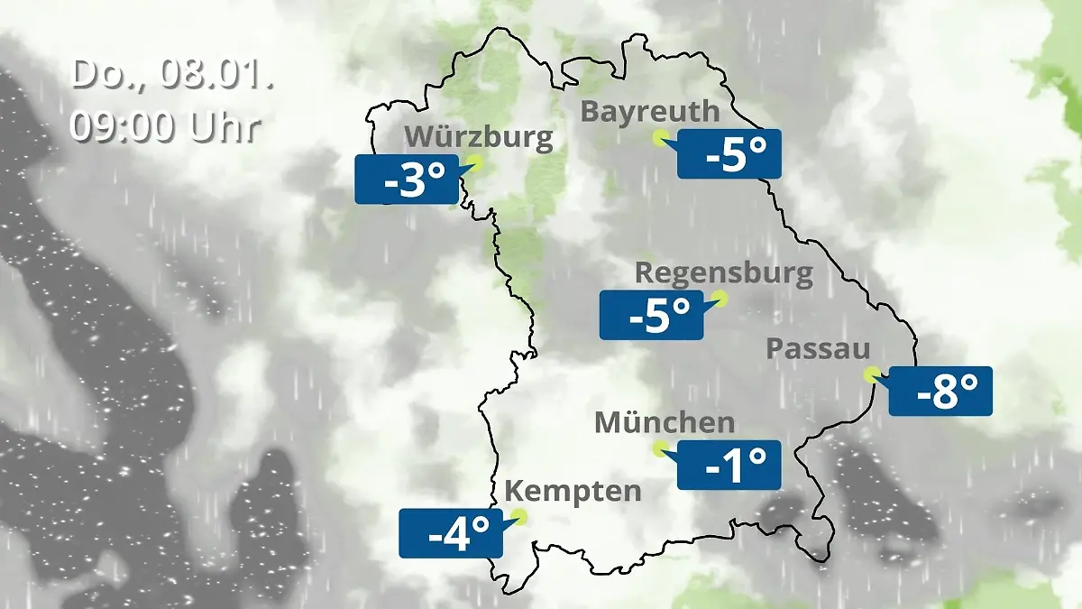 Bayern: Wie wird das Wetter? Regen- und Wolkenfilm für München, Regensburg und Würzburg