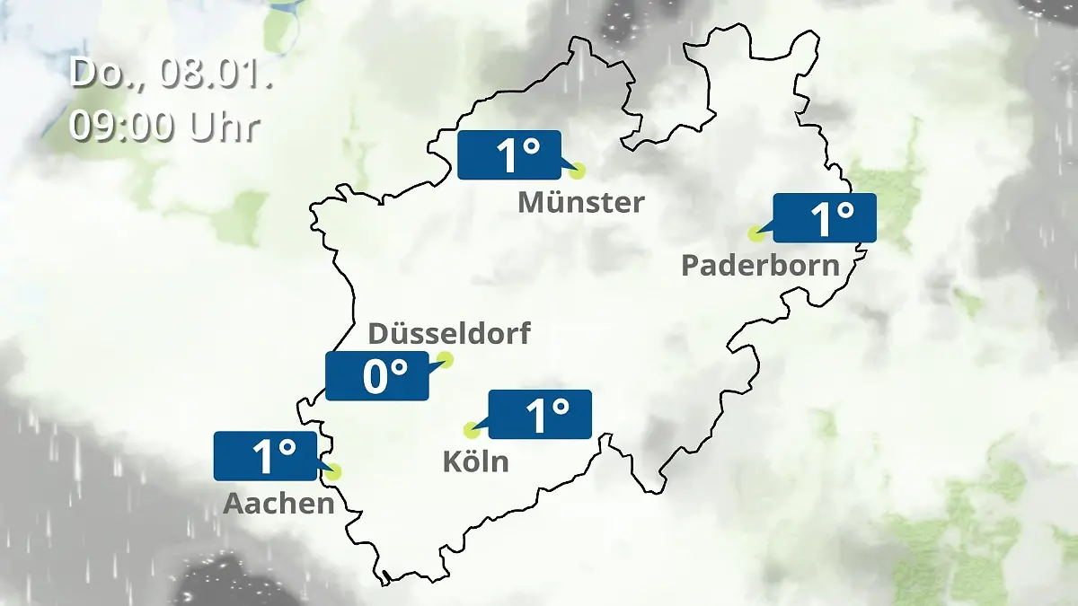 Nordrhein-Westfalen: Wie wird das Wetter? Regen- und Wolkenfilm für Köln, Düsseldorf und Münster