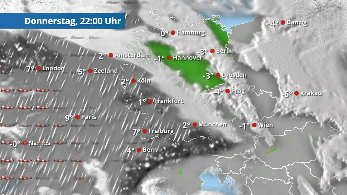 So zieht Wintersturm Elli über Deutschland Der Regen- und Wolkenfilm für 48 Stunden