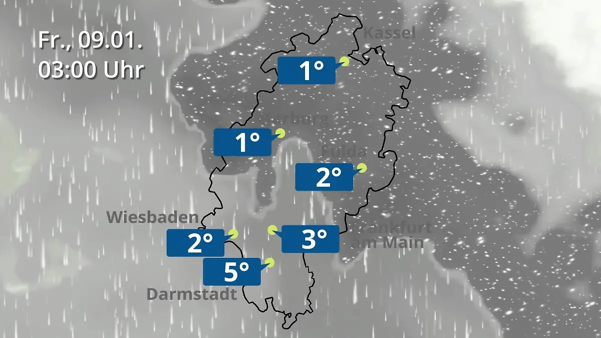 Hessen: Wie wird das Wetter? Regen- und Wolkenfilm für Frankfurt am Main und Wiesbaden